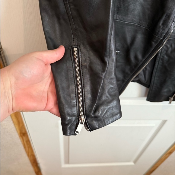 Zara Black Leather moto Jacket with Silver Accents - Picture 5 of 7